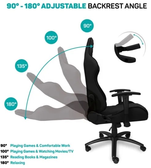 Scaun pentru jocuri video CONNECT IT CGC-1200-BK Monaco Pro negru