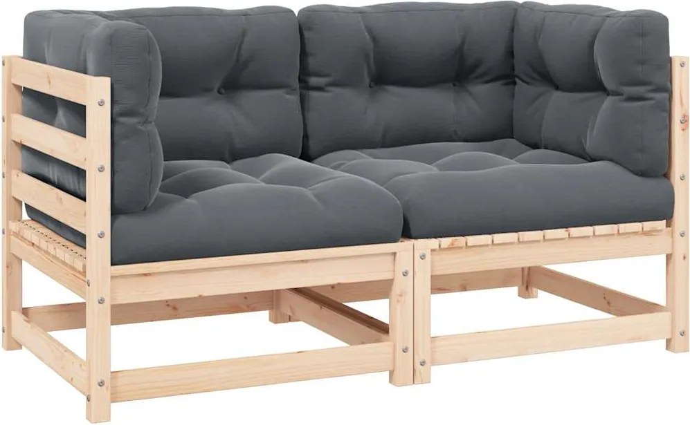 vidaXL Canapele de colț de grădină cu perne, 2 buc., lemn masiv de pin