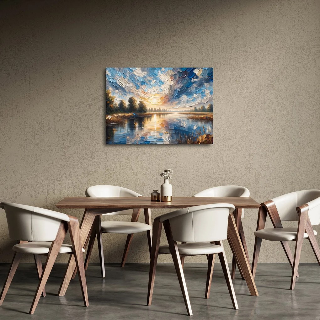 Tablou - Pictură cu soarele deasupra apei (70x50 cm)