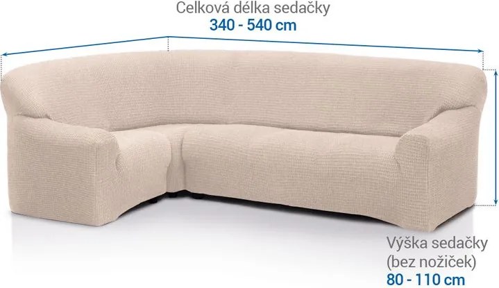Nueva Textura Huse super elastice RUBINIA smântânii colţar (l. 340 - 540 cm)