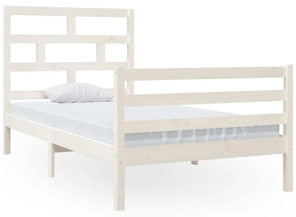 3101274 vidaXL Cadru de pat, alb, 100x200 cm, lemn masiv de pin