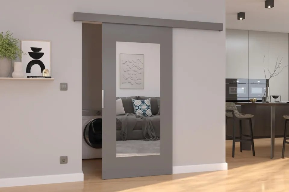 Usa glisanta, Nela, ADRK Furniture (Culoare: Gri, Latime: 96 cm)