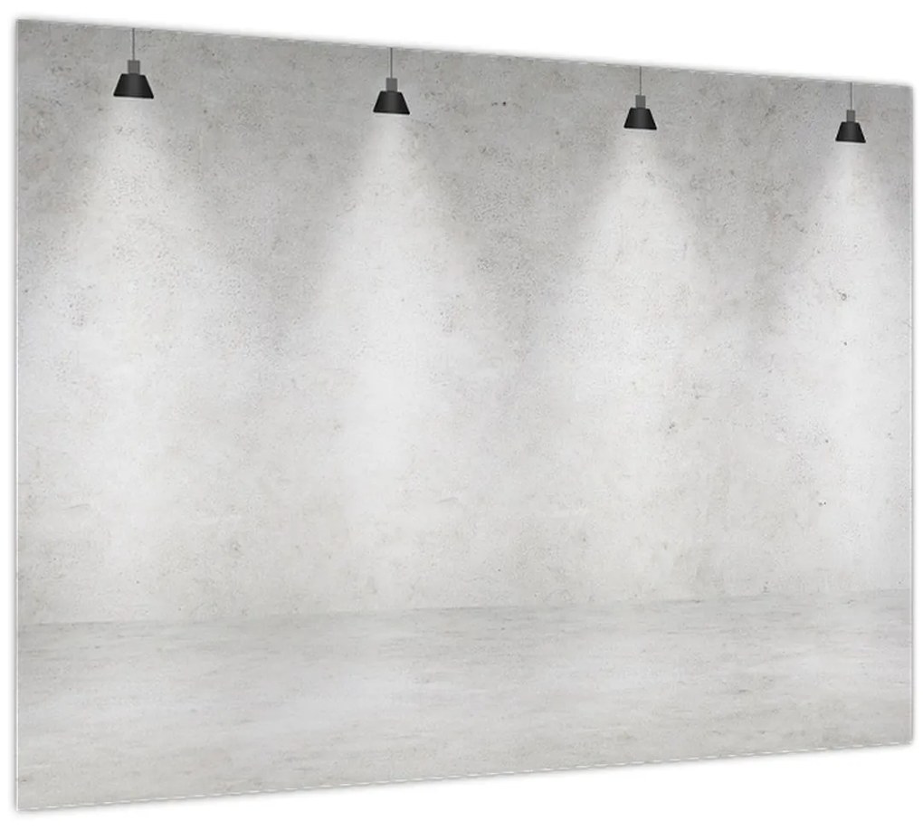 Tablou pe sticlă - Perete de beton cu lumini (70x50 cm)