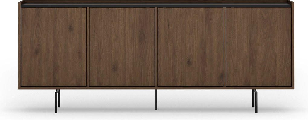 Comodă patru uși Zenar 200 cm - nuc elegant / negru