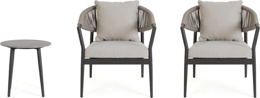 Set mobilier de grădină kaki/taupe din aluminiu pentru 2 persoane Millor – Bizzotto