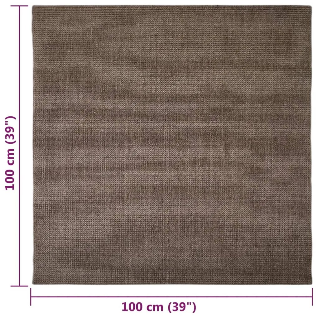 Covor din sisal natural, maro, 100x100 cm Maro, 100 x 100 cm