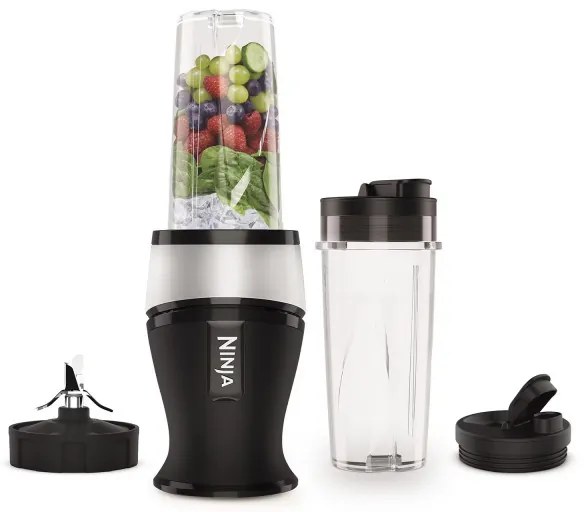 Blender vertical Ninja NINJA QB3001EUS, 700W, 2x470 ml, 18000 rpm, Fructe intregi, Negru/Gri