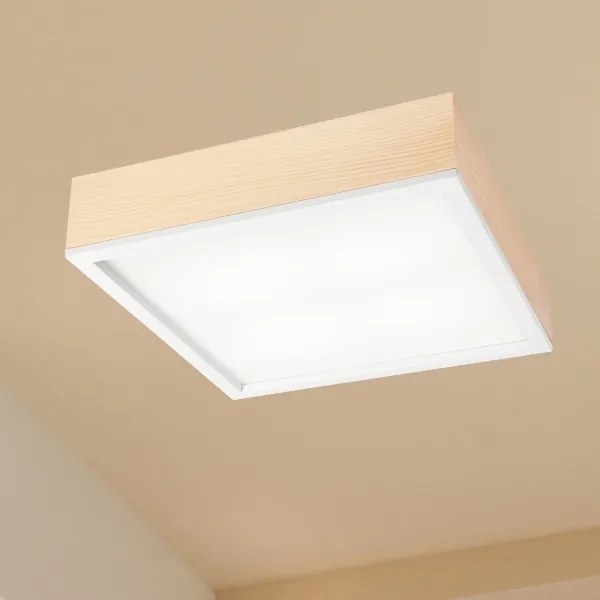 Plafonieră NATURAL SQUARE 4xE27/15W/230V 39x39 cm pin/alb