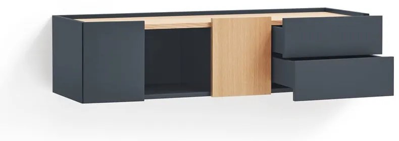 Comodă gri antracit-natural joasă cu aspect de lemn de stejar 110x23 cm Otto – Teulat