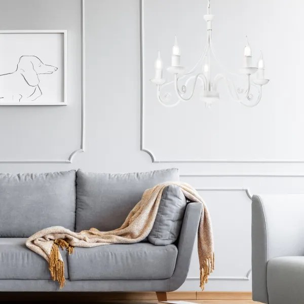 Lustră pe lanț DONATO 5xE14/40W/230V alb