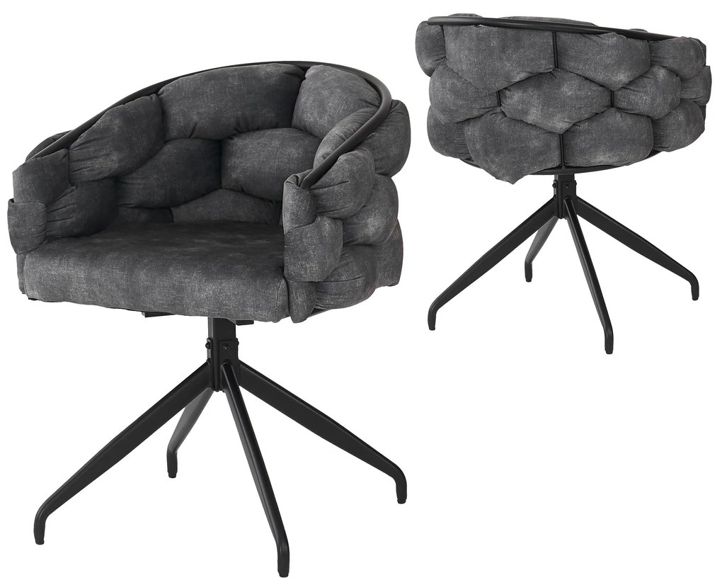 Set de 2 scaune din catifea, Gri | Aosom Romania