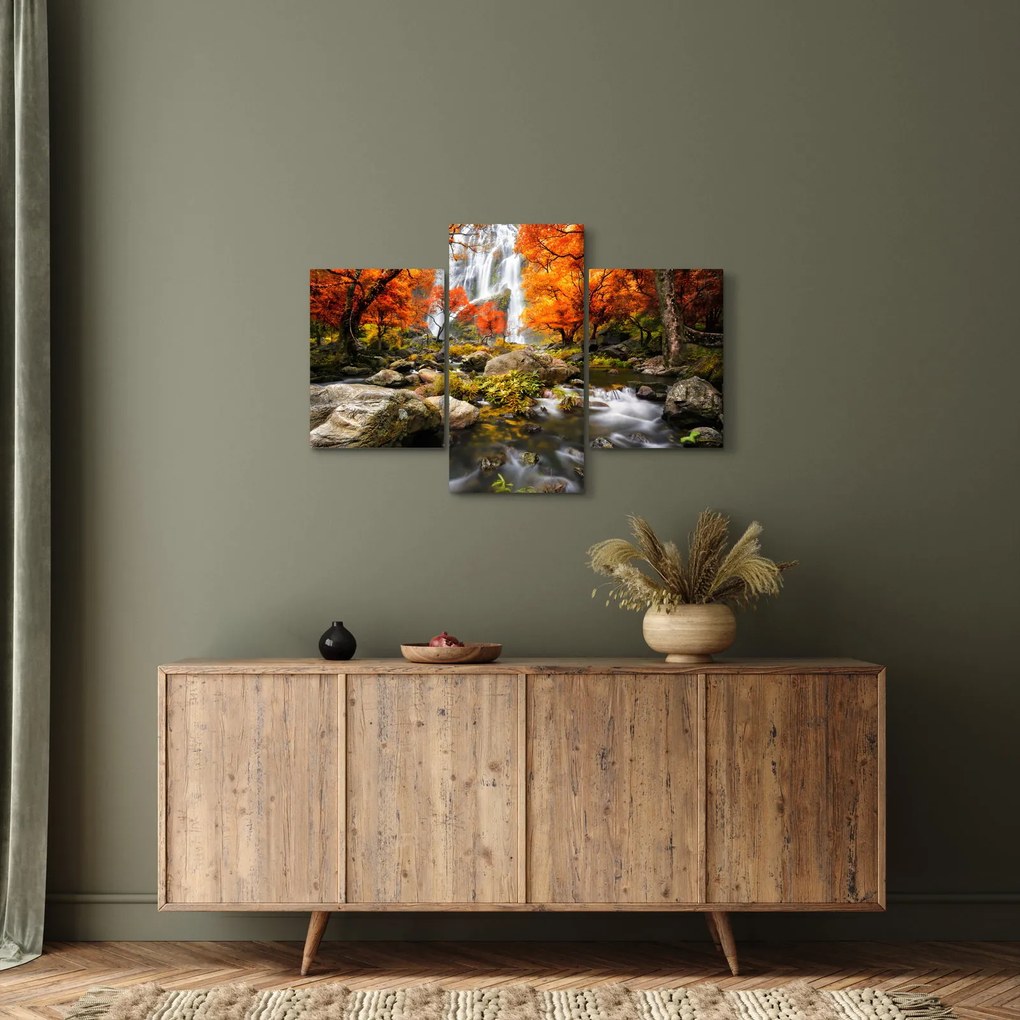 Tablou - Cascade în pădurea portocalie (90x60 cm)