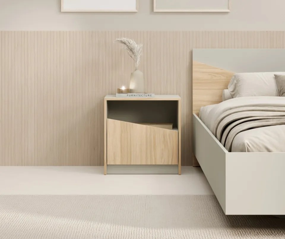 Noptiera, 50x50 cm, Atson, ADRK Furniture (Culoare: Stejar / Negru)