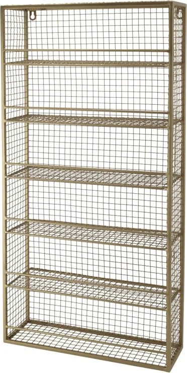 Etajeră vintage cu rafturi, din alamă antichizată, 38×12×77 cm, „Volière"