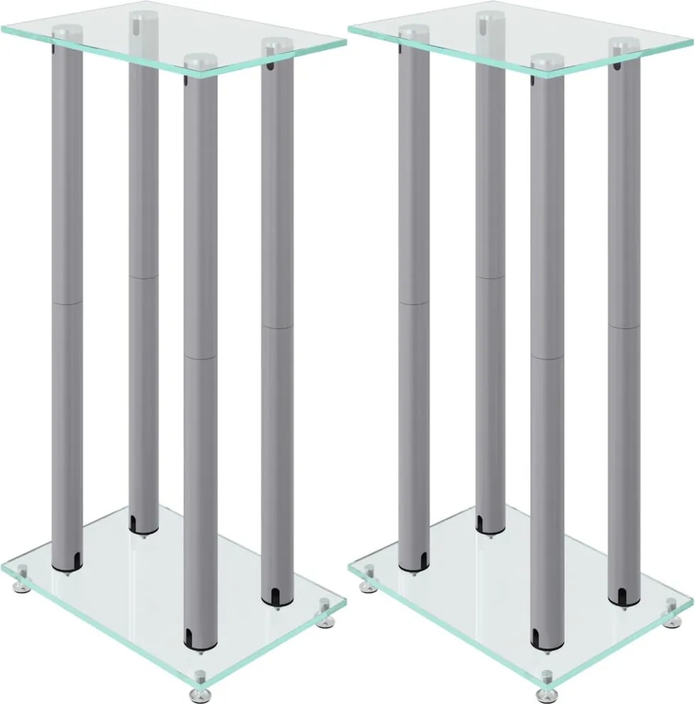 vidaXL Suporturi pentru difuzoare, 2 buc, sticlă securizată, 4 stâlpi