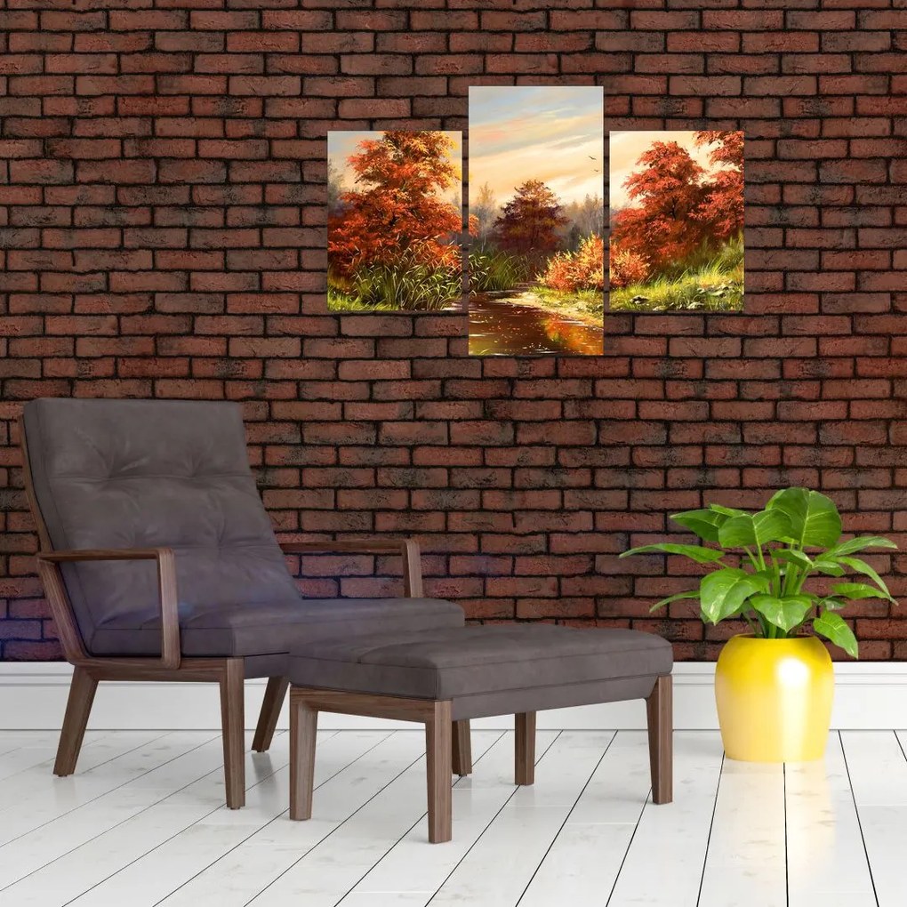 Tablou - Râu în peisaj de toamnă (90x60 cm)