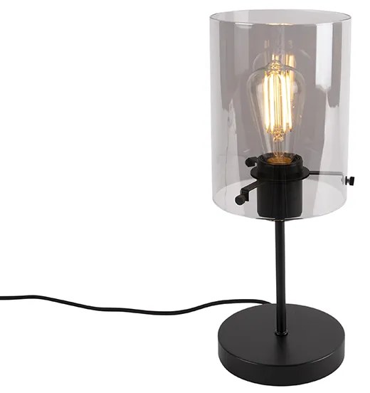 Lampă de masă de design neagră cu sticlă fumurie pe suport - Dome