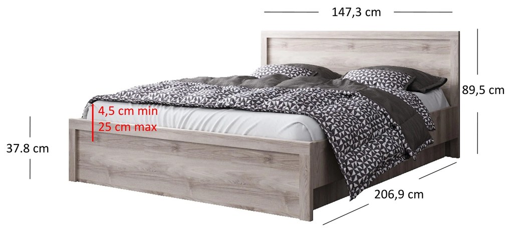 Pat matrimonial 140 cm Japon (castan nairobi) (cu somieră) (cu sp. depozitare). 1116899