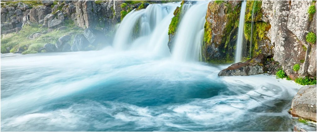 Tablou - Stânci și cascade (120x50 cm)