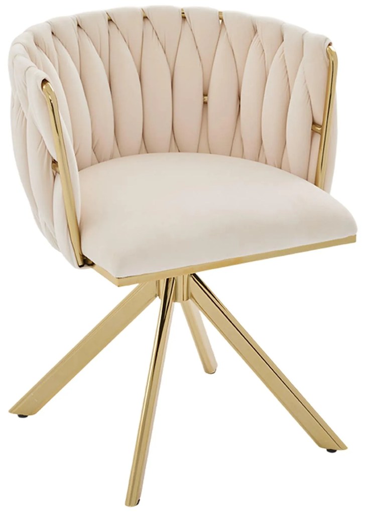 Set de 2 scaune pivotante din catifea, Fildeș | Aosom Romania