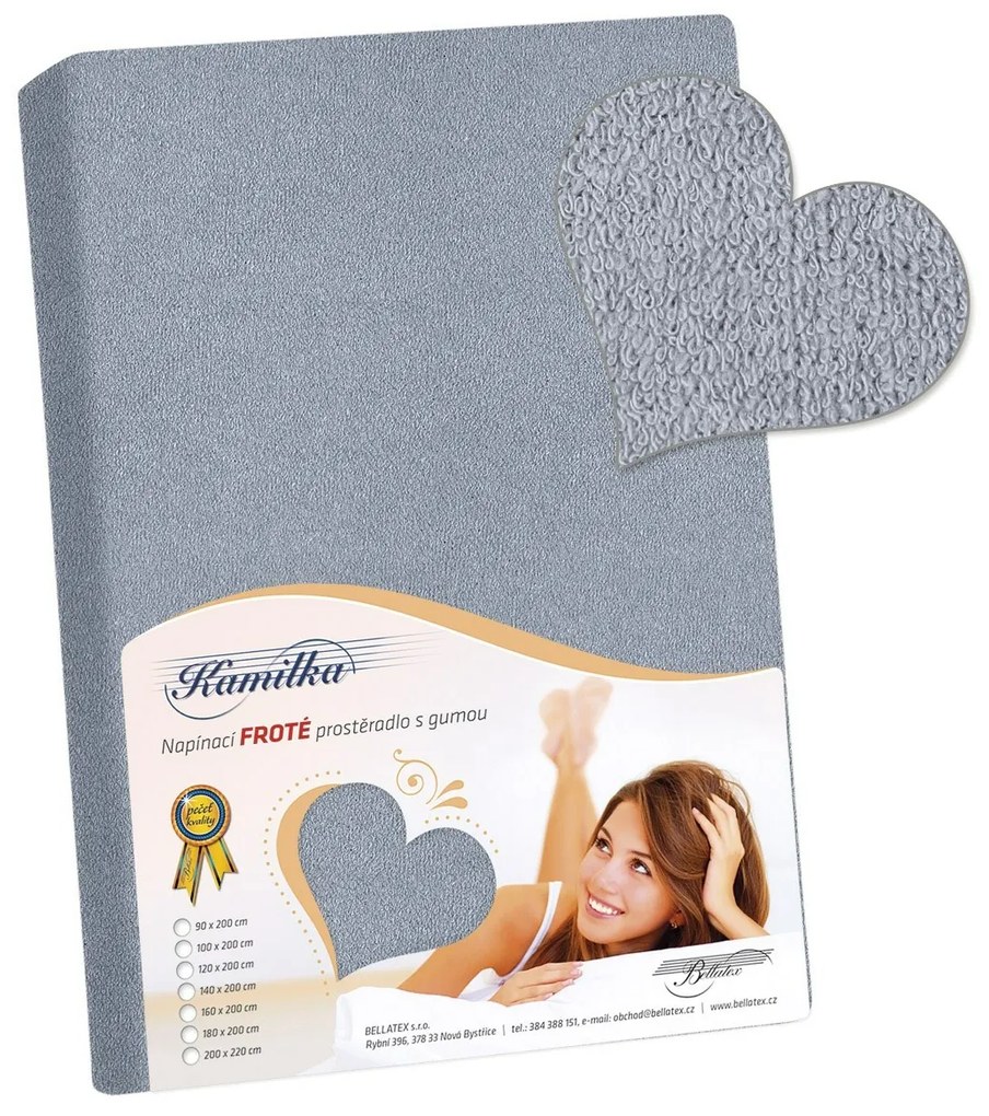 Cearșaf de pat Kamilka din frotir gri-albăstrui, 120 x 200 cm