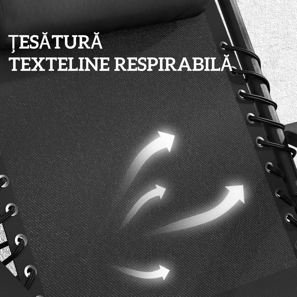 Outsunny Set de 2 Șezlonguri de Grădină cu Gravitație Zero și Măsuță cu Suport pentru Pahare, 47x47x54 cm, Gri | Aosom Romania