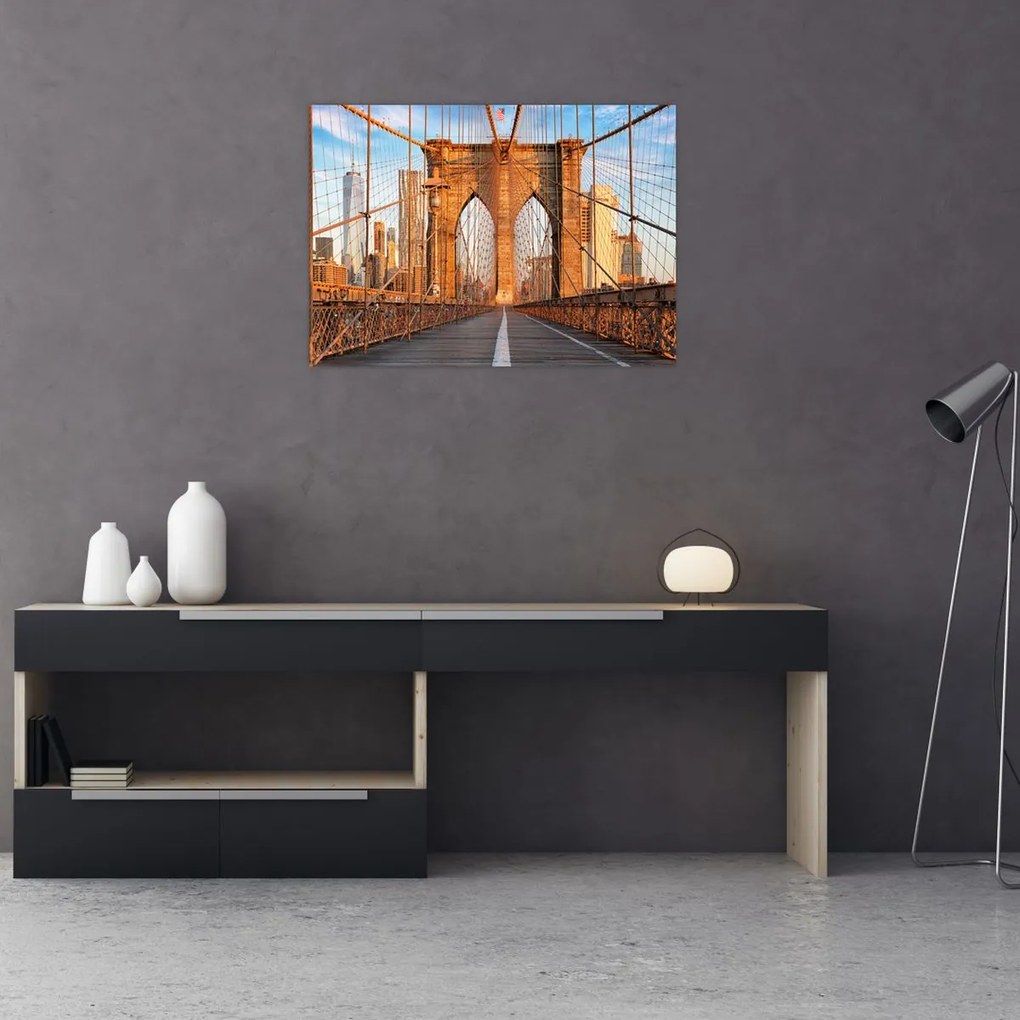 Tablou pe sticlă - Podul Brooklyn (70x50 cm)