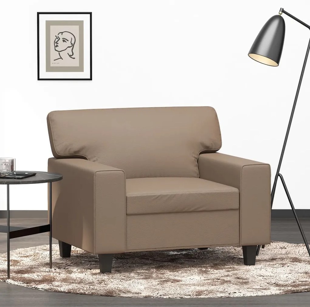 349004 vidaXL Canapea de o persoană, cappuccino, 60 cm, piele ecologică