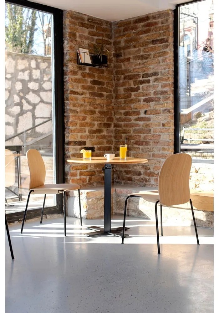 Scaune de dining maro coniac/în culoare naturală stivuibile 2 buc. cu aspect de lemn de stejar Book – Gazzda