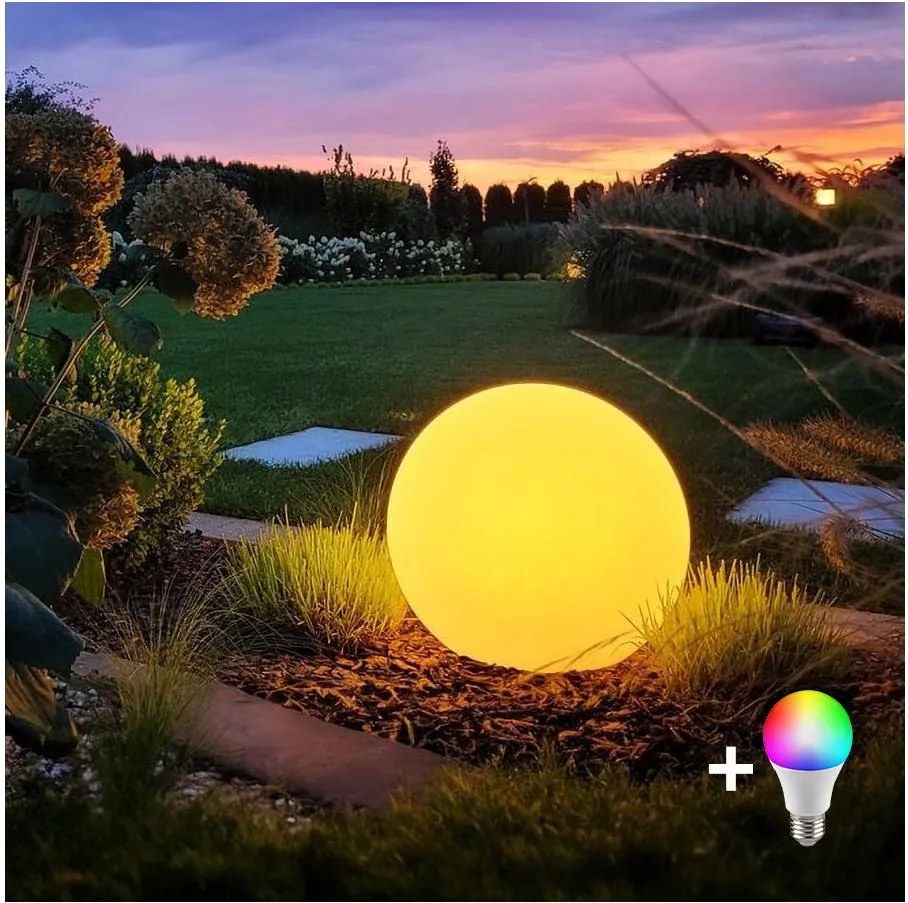 Lampă LED RGBW reglabilă de exterior GLOBO, 1x E27/12W/230V, Ø 40 cm, IP44
