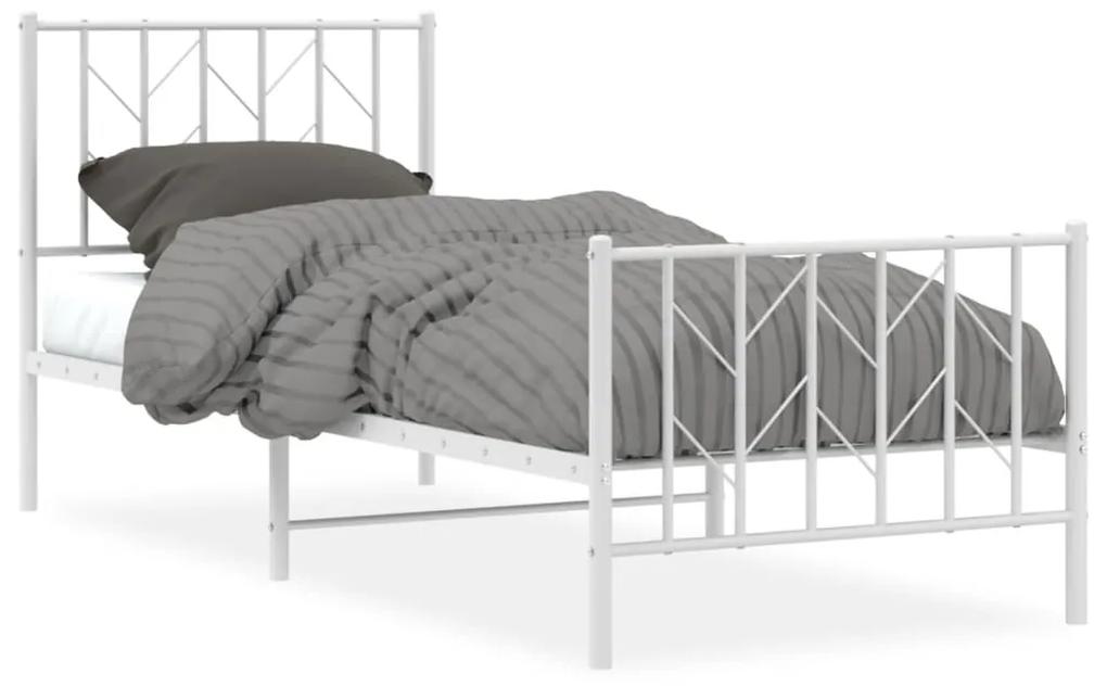 374495 vidaXL Cadru de pat metalic cu tăblie de cap/picioare  alb, 80x200 cm