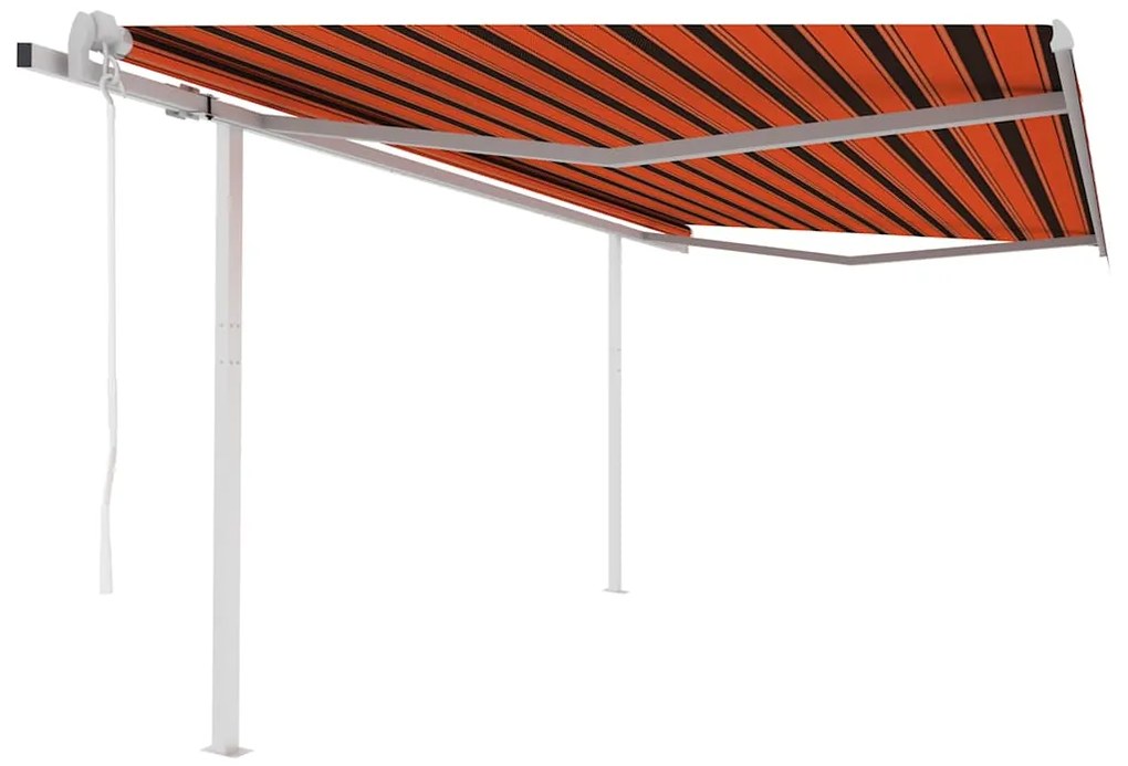 vidaXL Copertină retractabilă automat cu stâlpi, portocaliu&amp;maro 4x3 m