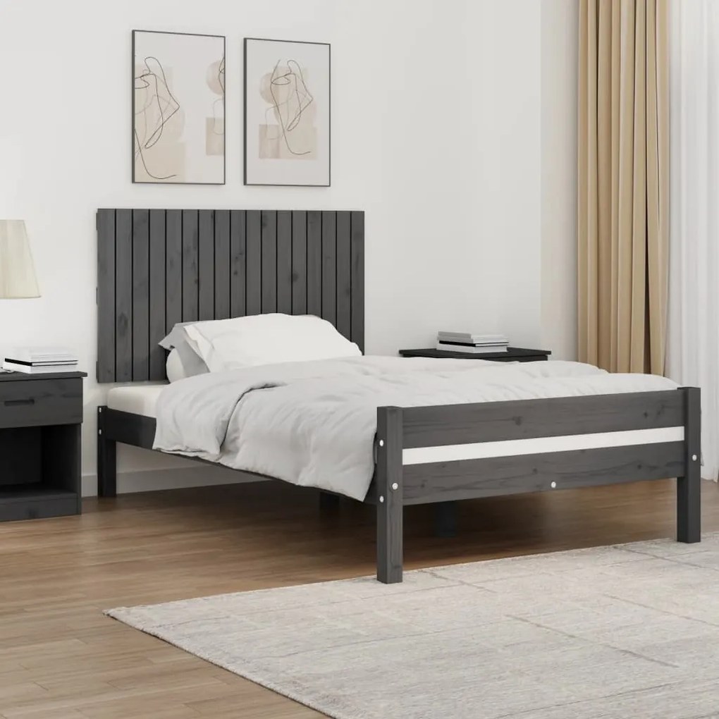vidaXL Tăblie de pat pentru perete, gri, 108x3x60 cm, lemn masiv pin