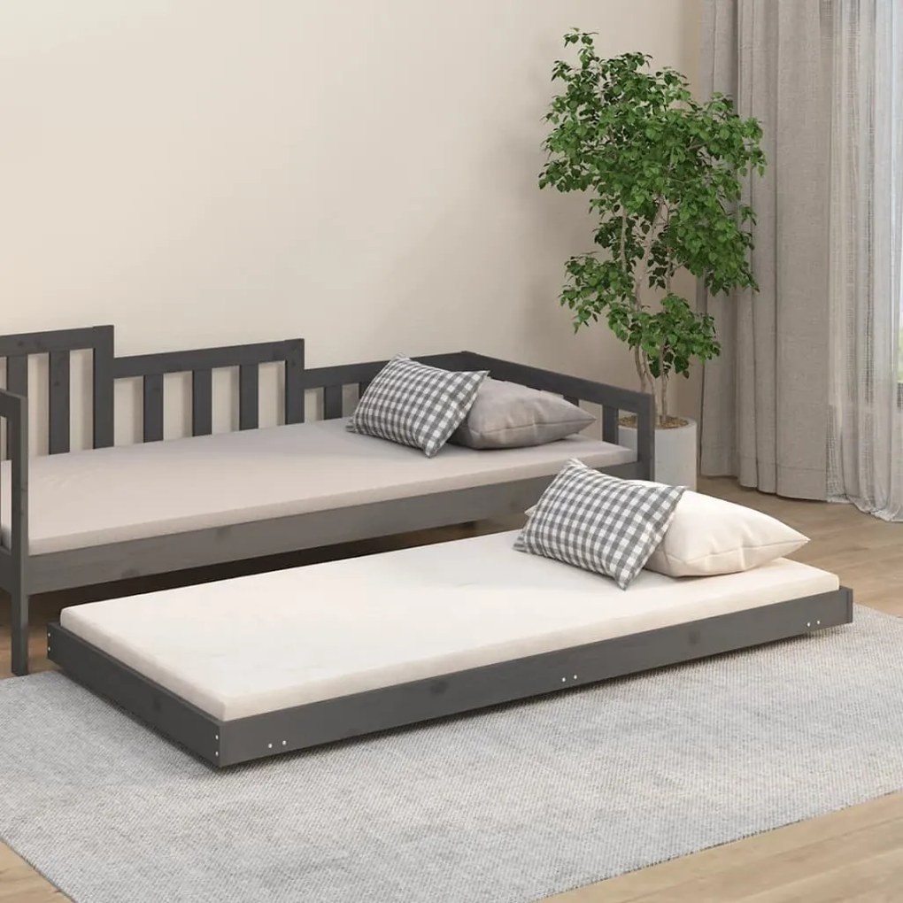 823506 vidaXL Cadru de pat, gri, 90x190 cm, lemn masiv de pin
