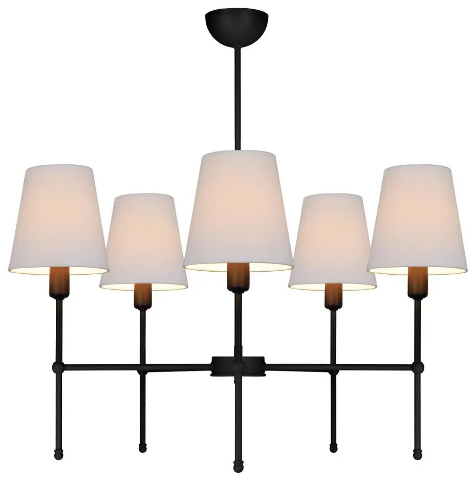 Lustră cu tijă MADELA 5xE14/40W/230V alb/negru