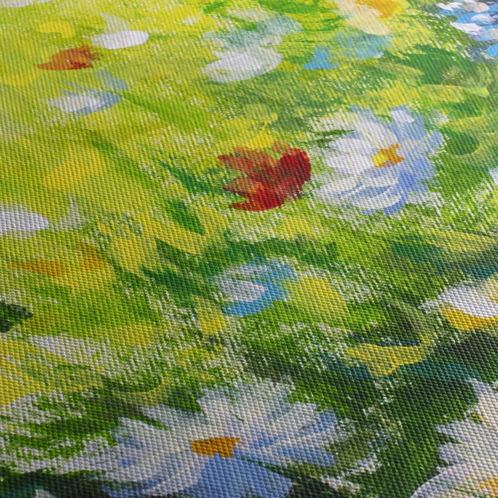 Tablou - Pictură în ulei, pajiște înflorită (90x60 cm)