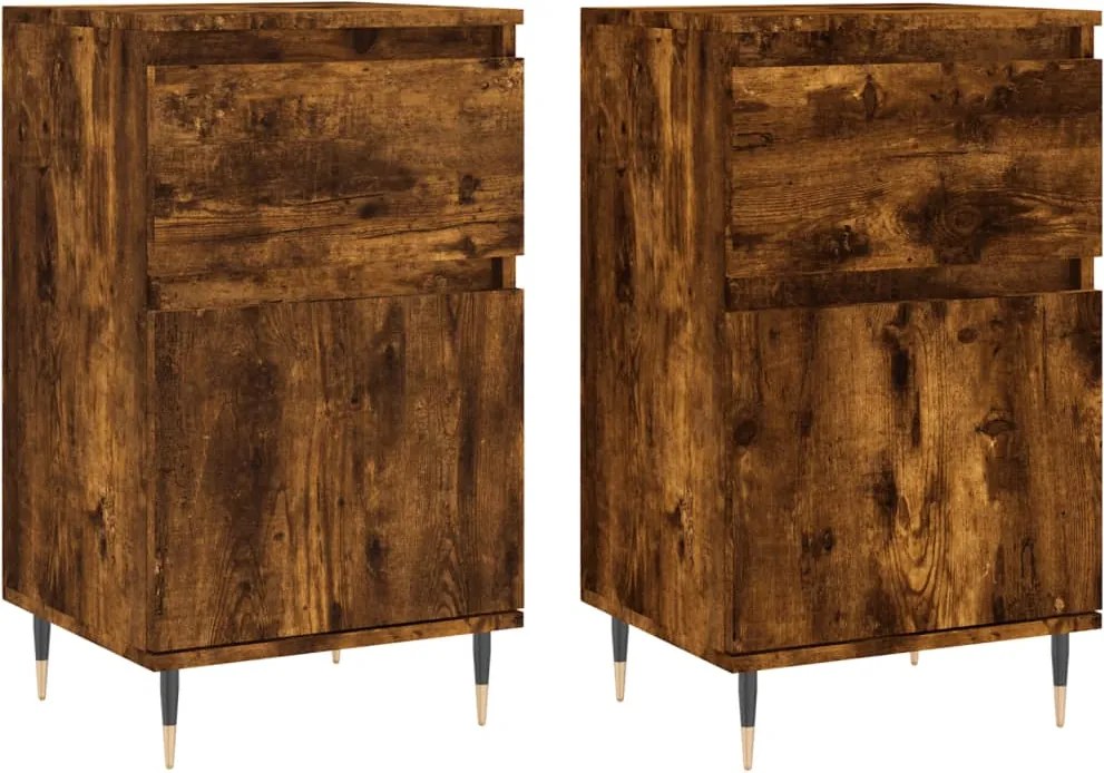 vidaXL Servante, 2 buc., stejar fumuriu, 40x35x70 cm, lemn prelucrat