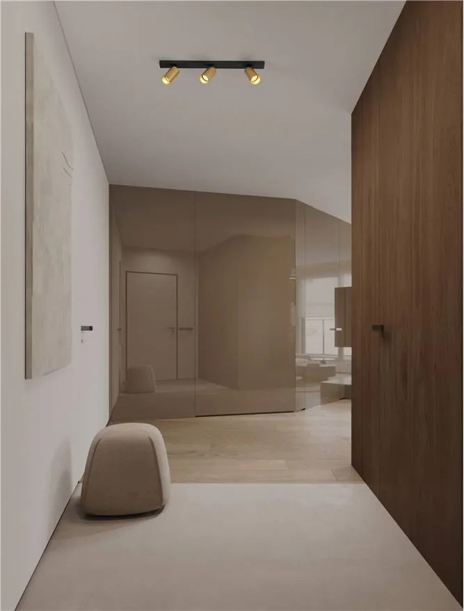 Plafoniera cu 3 spoturi GU10 ZELOS negru/ auriu