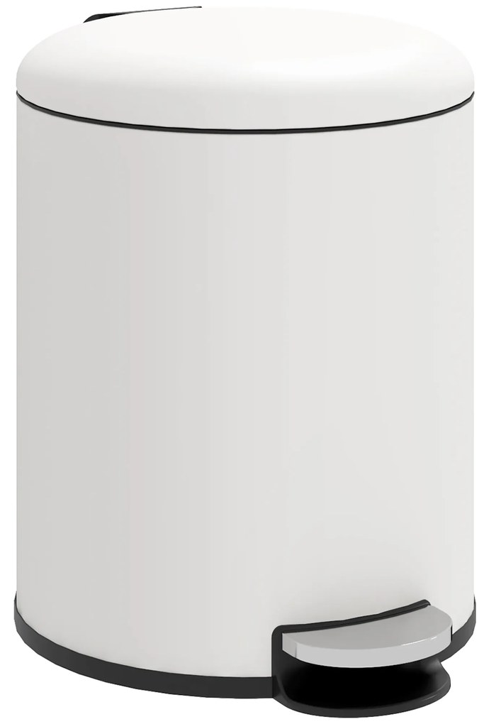 HOMCOM Coș de Gunoi de 5L cu Pedală și Capac cu Închidere Ușoară, Coș de Gunoi din Metal, 26,5x21x28 cm, Alb Crem | Aosom Romania