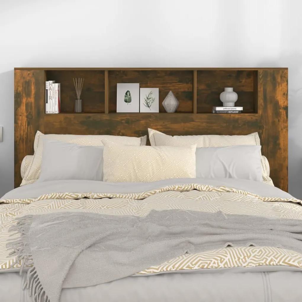 Tăblie de pat cu dulap, stejar afumat, 160x18,5x104,5 cm