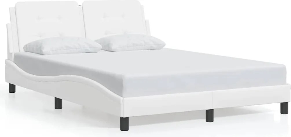 vidaXL Cadru de pat fără saltea, Zadar, alb, 140x200 cm, piele ecologică