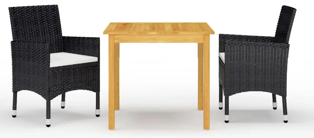 vidaXL Set mobilier de grădină, 3 piese, negru
