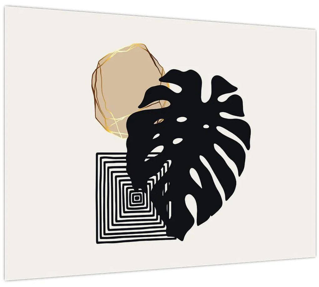 Tablou - Abstracție cu frunze tropicale N⁰2 (70x50 cm)