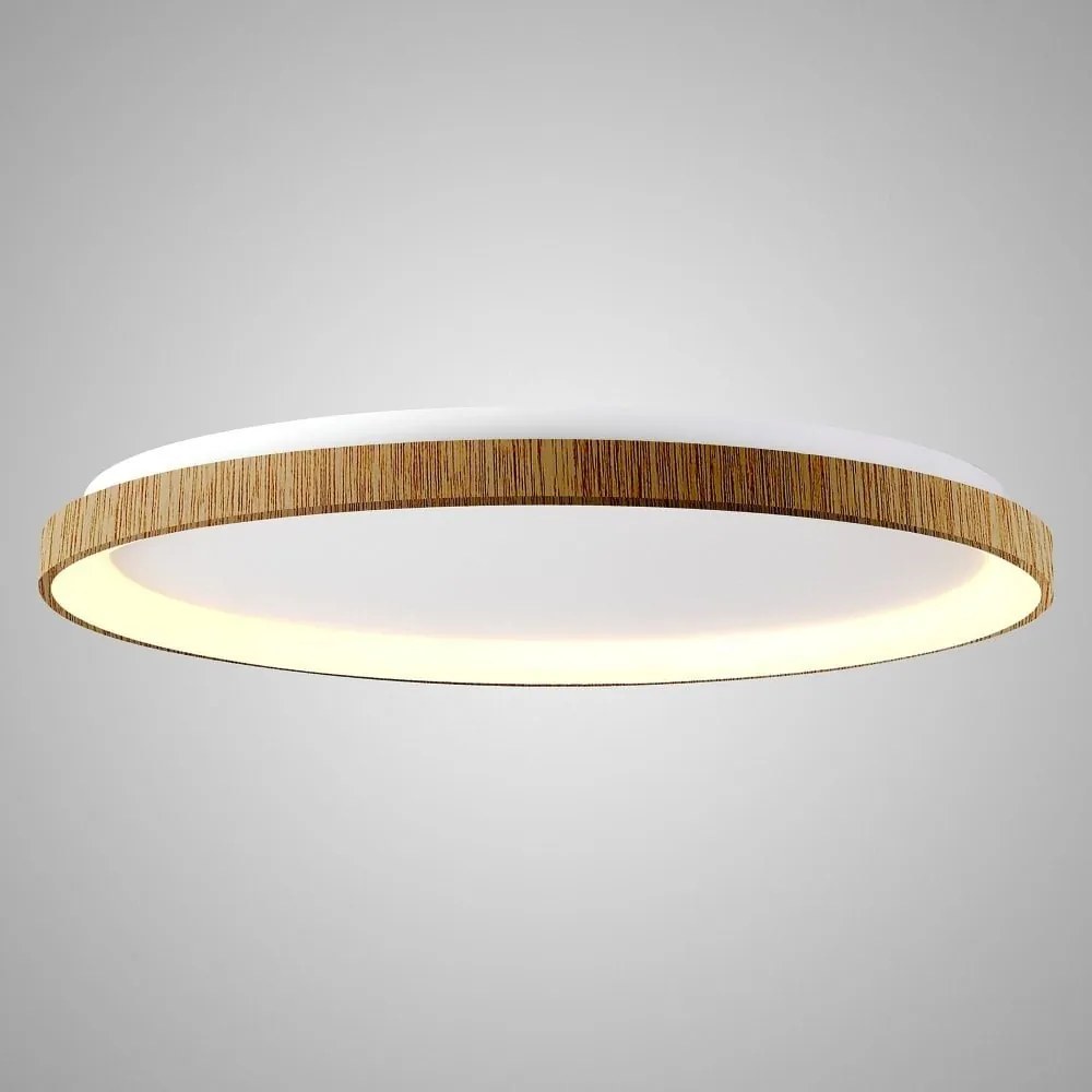 Plafoniera LED cu telecomanda design circular NISEKO II Wood 90cm