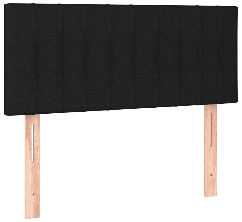 Pat box spring cu saltea, negru, 90x200 cm, textil Negru, 90 x 200 cm, Benzi verticale