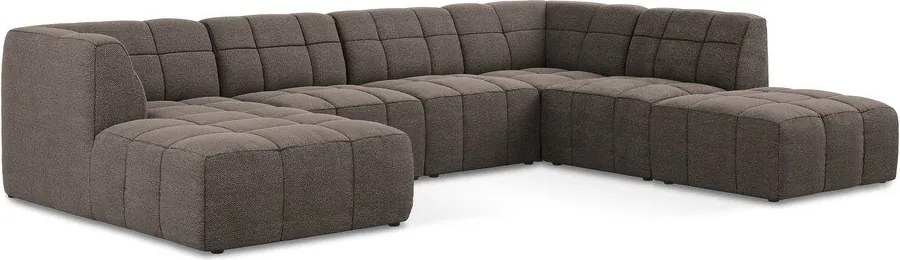 Colțar maro cu tapițerie din țesătură bouclé (în formă de "U") Aloha – Makamii