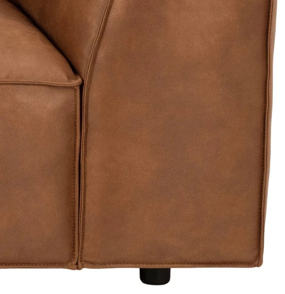 Canapea maro coniac cu tapițerie din imitație de piele 208 cm Fairfield Kentucky – Bonami Selection