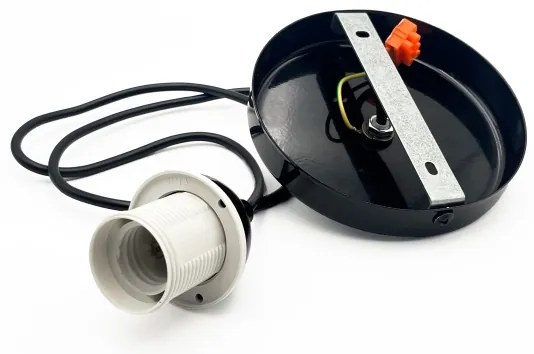 Lustră pe cablu HARMA 1xE27/15W/230V d. 25 cm alb/negru