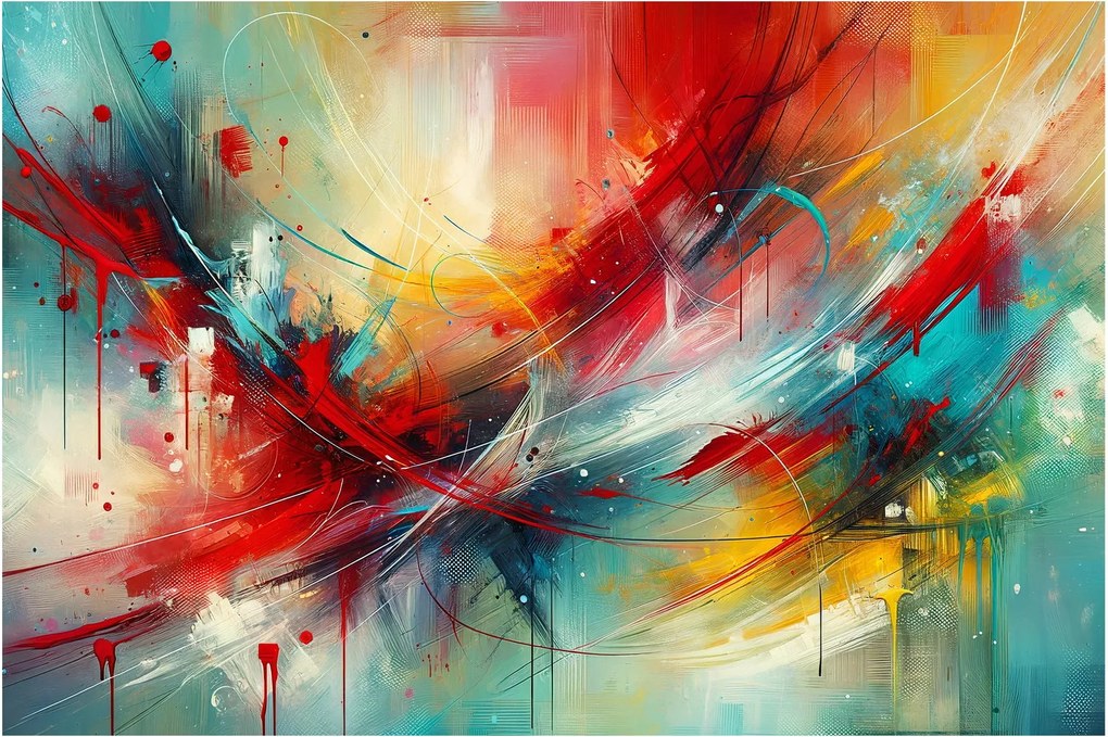 Tablou – Abstracție cu roșu (90x60 cm)
