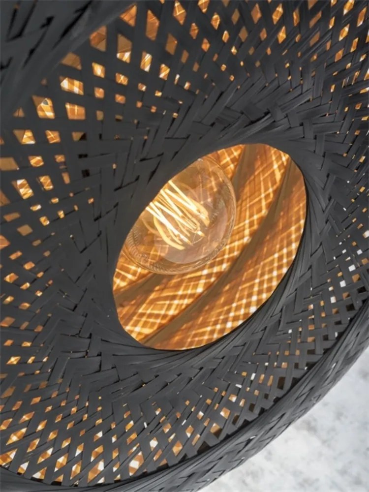 Lampadar eco din bambus Palawan negru, 40x15cm
